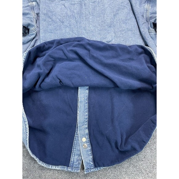 VTG ORVIS Shirt Men XXL Blue Fleece Lined Denim Button Jacket Pockets - Picture 5 of 8